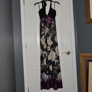 Long halter Dress, Hawaiian Print, Small, Wet Seal